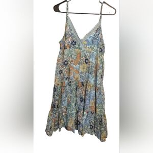 Floral Sleeveless Dress with Lace Trim